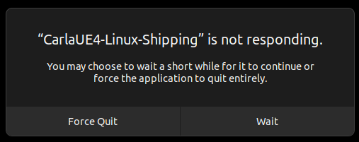 CARLA not responding dialog